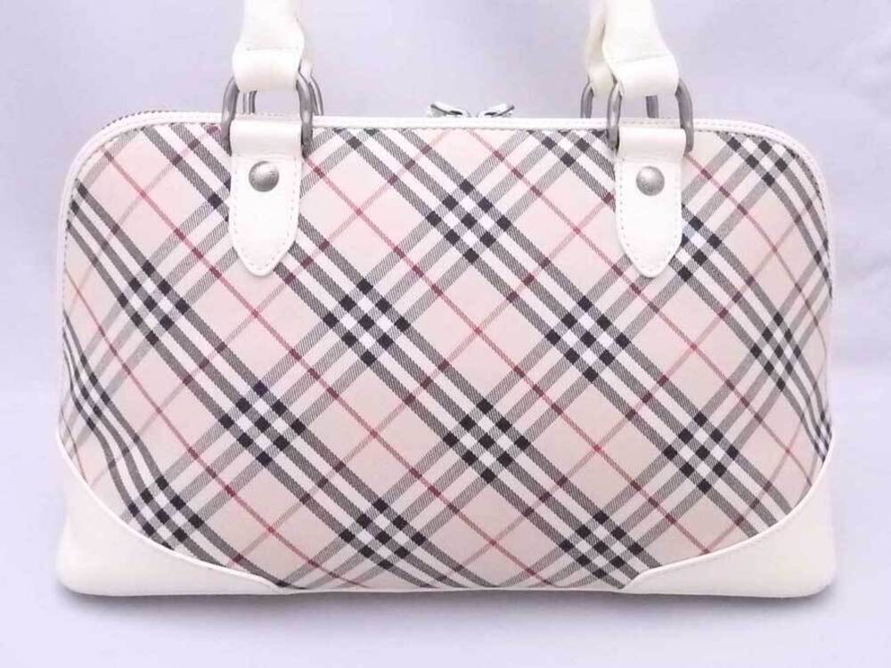 Burberry Nova leather Check handbag white canvas beige White Tan